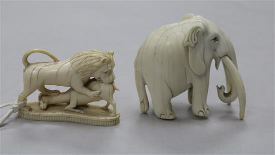Two Indian ivory carvings